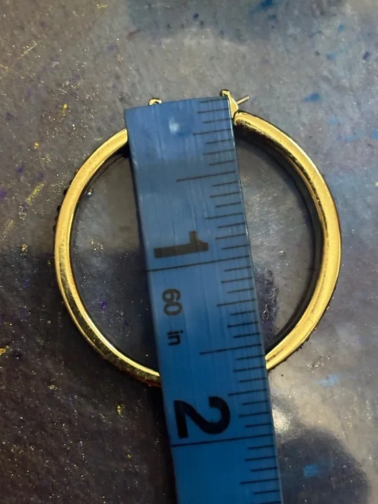 Kenneth Cole New York Signature Pave Crystal Hoop Earring - Gold Toned - Picture 7 of 8